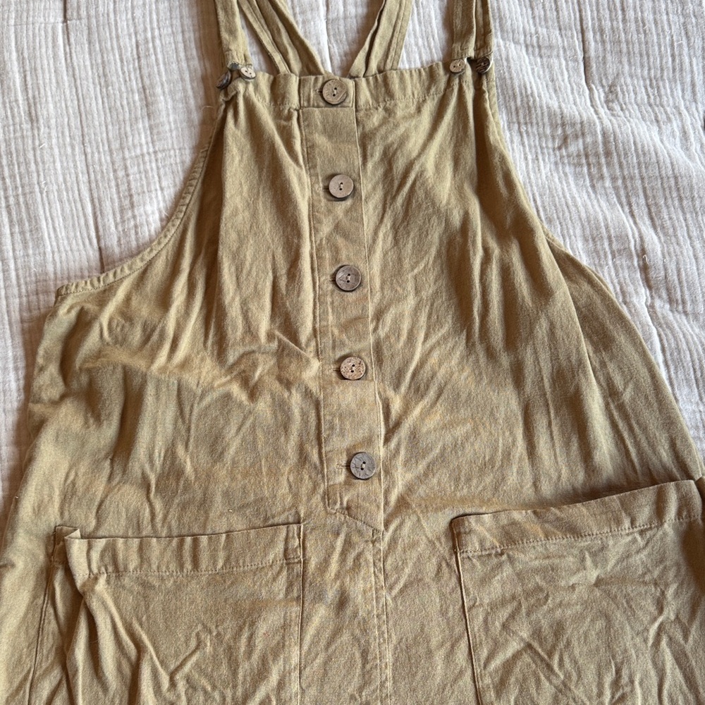 Free People Button-Front Tan Jumpsuit